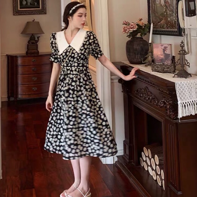 ĐẦM MAXI HOA CÚC CỔ ÉN