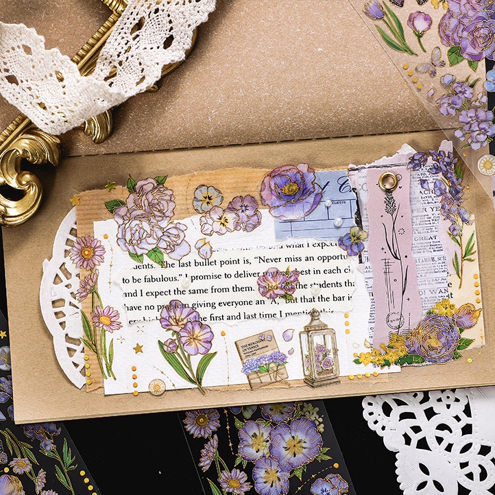 Set 3 Hoặc Lẻ Hình Dán Deco Sticker PET Tự Cắt Hình Hoa Seasons Parterre Dazzling