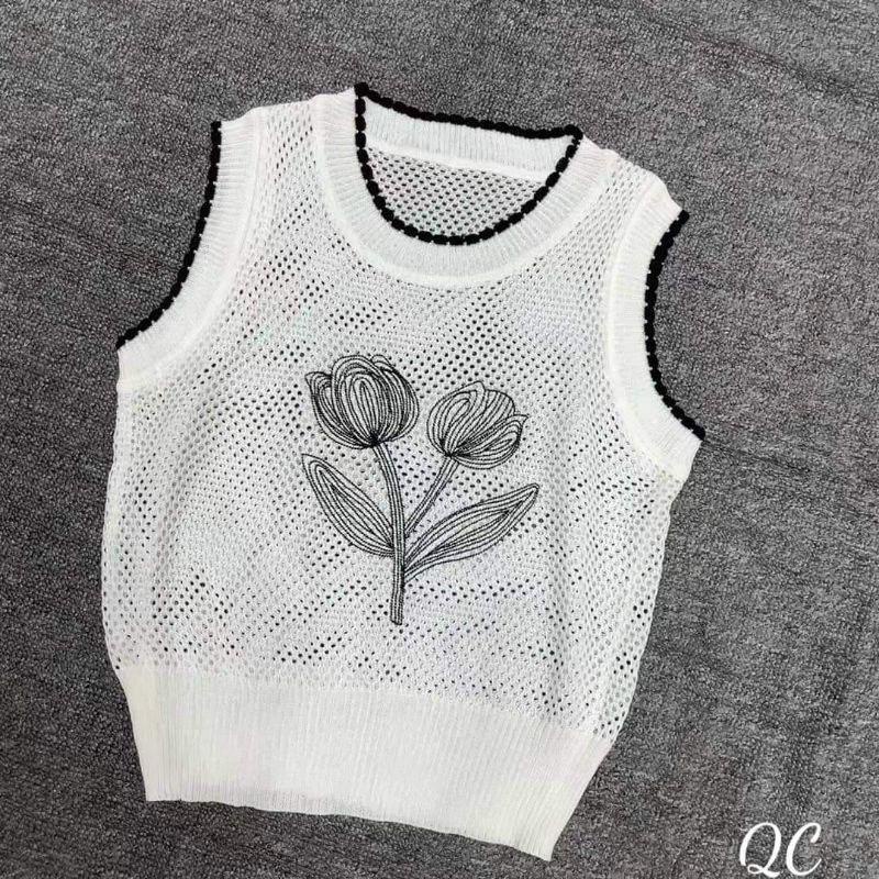 Sale!!! Áo Lưới Cổ Ren Hoa Tuy Lip