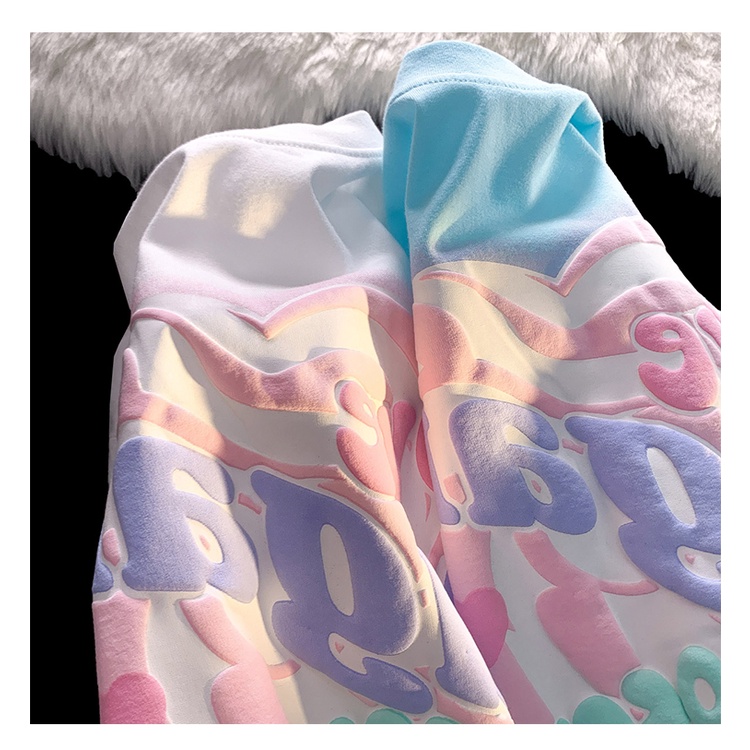 Áo Thun Tay Ngắn Form Rộng Họa Tiết In Theo Phong Cách Preppy Dễ Phối Đồ