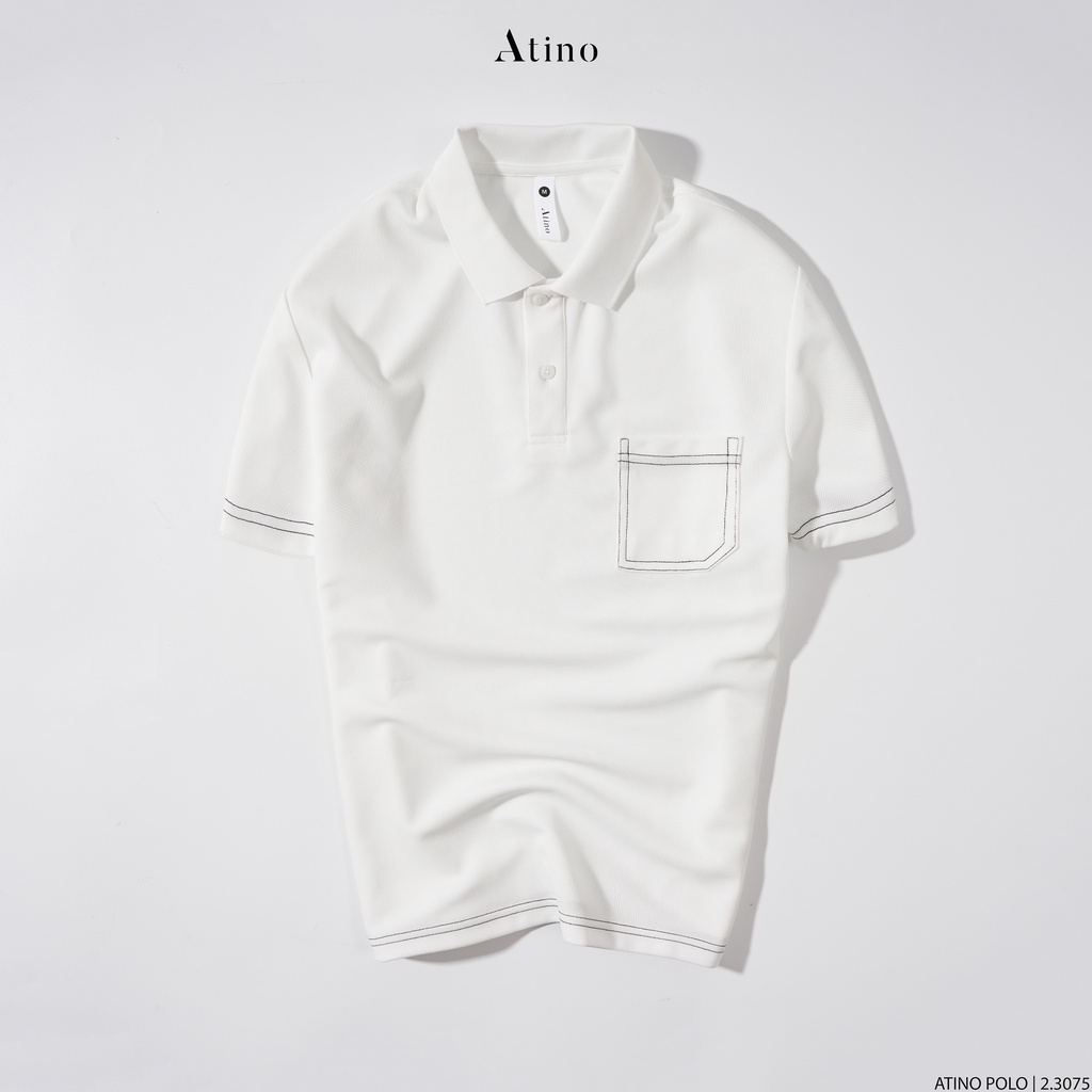 Áo Polo Nam Pocket ATINO viền cổ thanh lịch vải cá sấu Cotton cao cấp thoáng mát chuẩn form PL2.3075