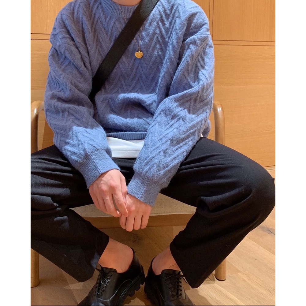 Áo Sweater Dáng Rộng Cổ Tròn Màu Sắc Đơn Giản Cho Nam