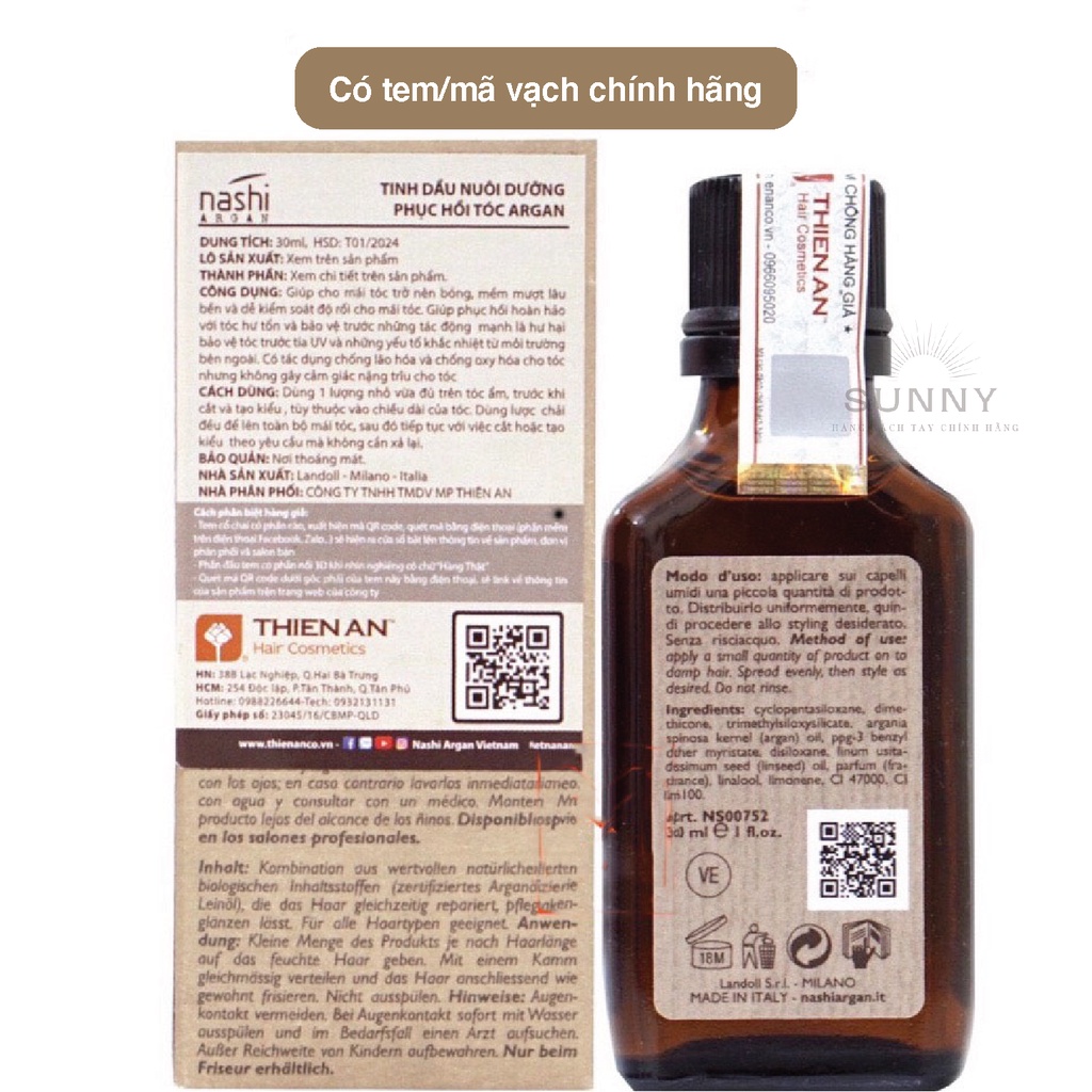 Tinh dầu dưỡng tóc Nashi Argan Oil 100ml nuôi dưỡng và dưỡng ẩm sâu cho tóc giúp tóc bóng mượt, chắc khỏe hơn