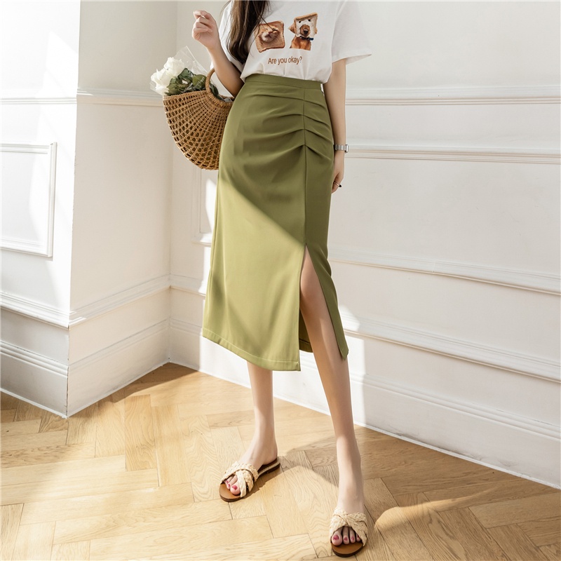 SUXI Chân Váy Midi Lưng Cao Màu Sắc Đơn Giản Phong Cách Cổ Điển Thời Trang Mùa Hè Xinh Xắn Cho Nữ