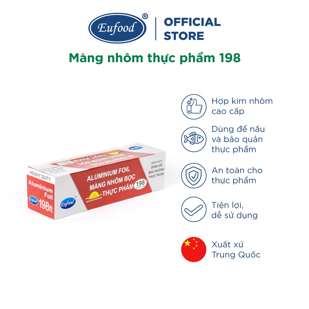 Màng Nhôm Thực Phẩm 198 - Bọc Phủ Khay Nướng Trung Quốc EUFOOD Việt Nam Nhập khẩu