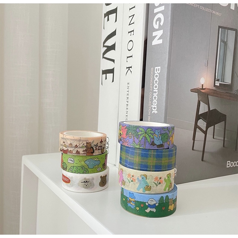 Washi Tape/ Băng keo giấy hoạ tiết dễ thương phong cách Hàn Quốc