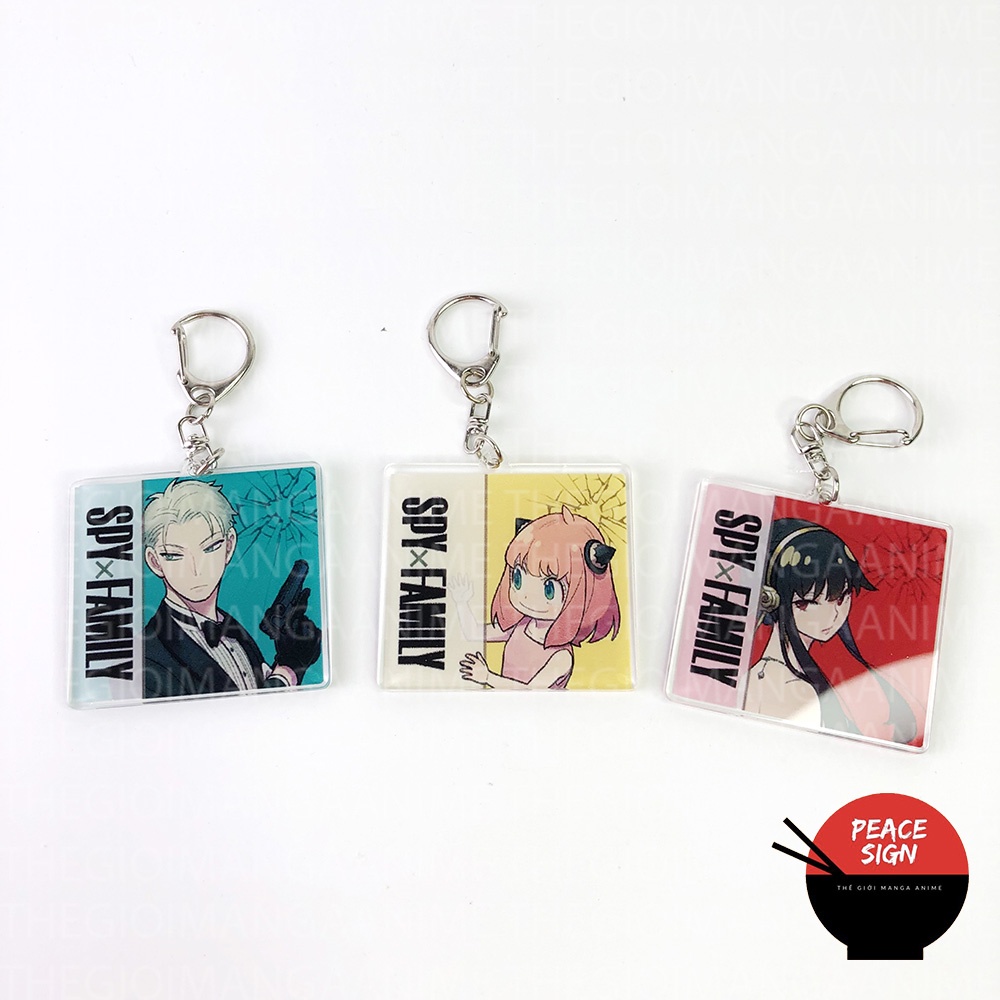 Móc khóa in hình SPY X FAMILY ver VUÔNG - GIA ĐÌNH ĐIỆP VIÊN anime chibi mica trong acrylic