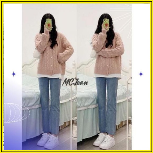 Quần bò jean nữ ống đứng co dãn cạp cao hack dáng MCJean