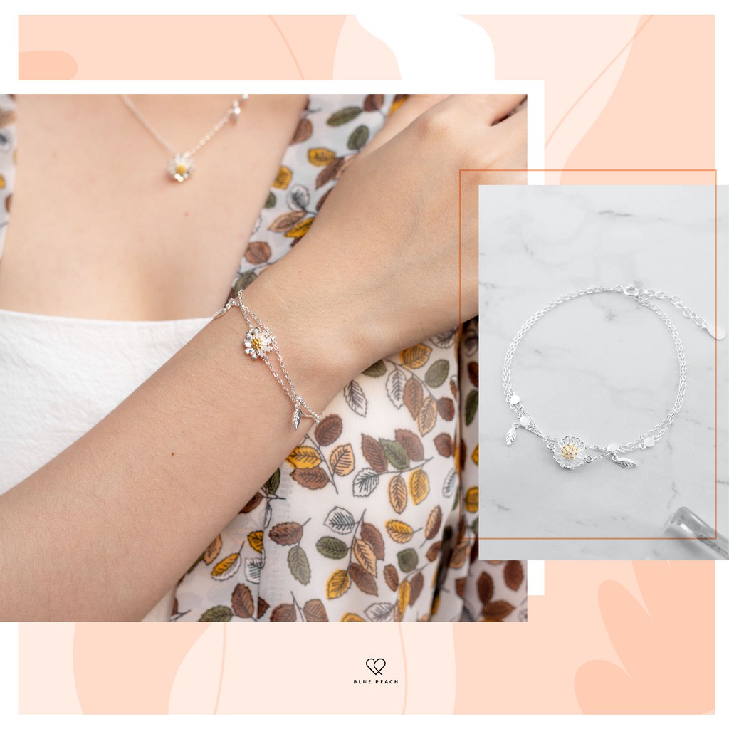 Lắc Tay Bạc Blue Peach Daisy Tini LT509