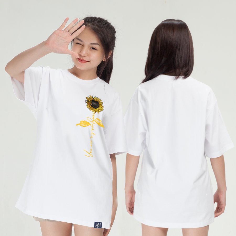 Áo thun nữ hoa hướng dương dã quỳ Đà Lạt phom rộng Cotton thoáng mát bạn là ánh nắng của tôi MVR KK3875
