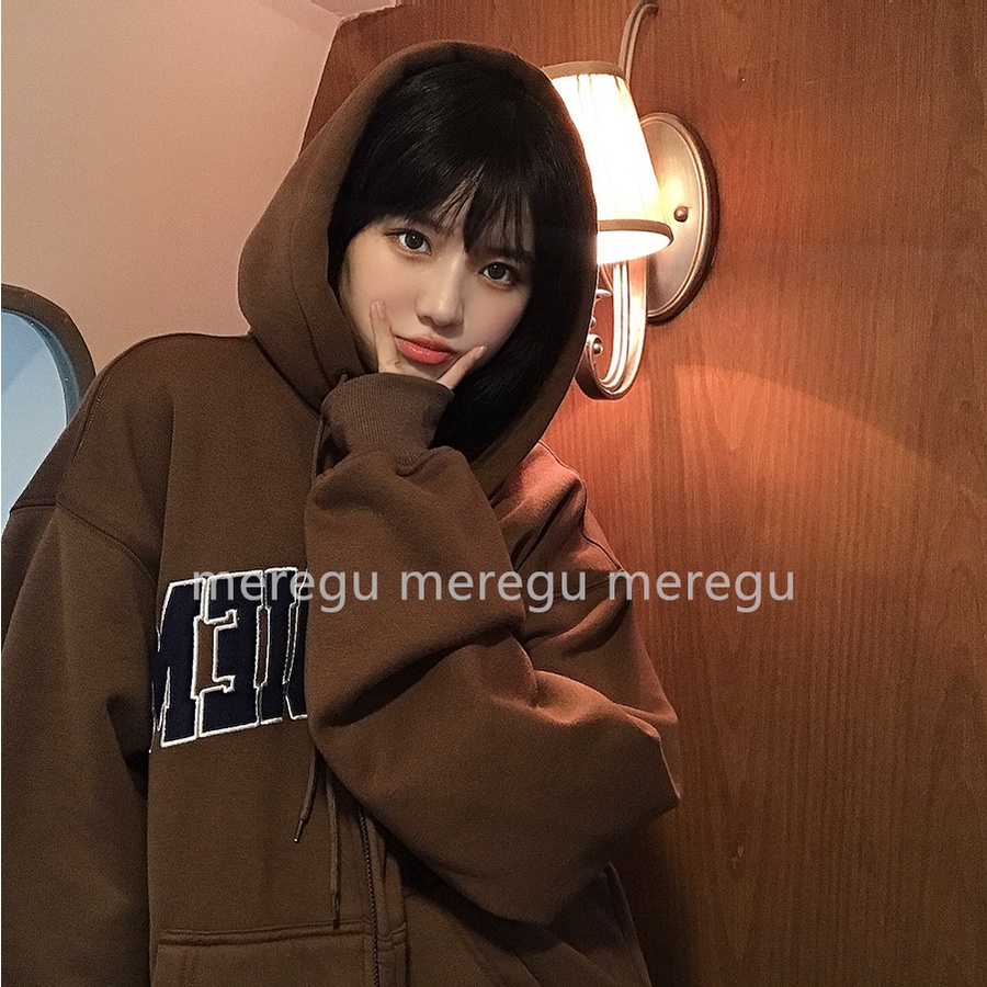 Áo Khoác Sweater Có Khóa Kéo Thêu Chữ Phong Cách Retro Mỹ 2022 Cho Nữ