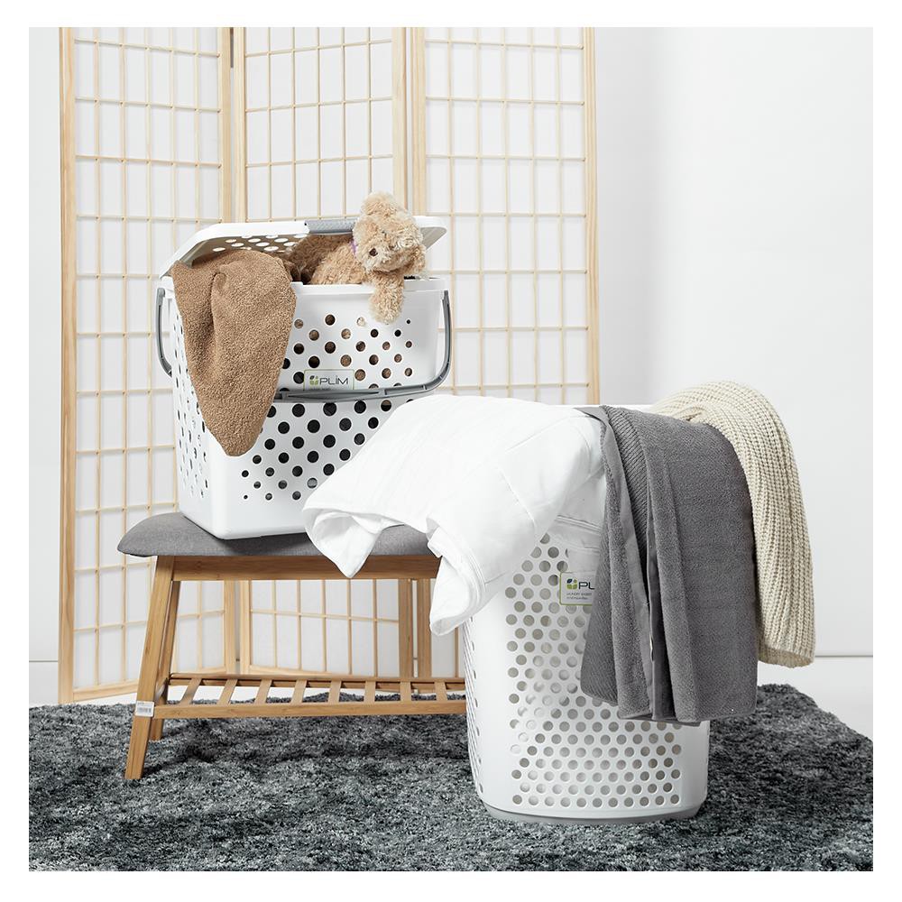 HomeBase PLIM Giỏ đựng đồ dơ, đồ đem đi giặt nhựa có bánh xe Thái Lan WxHxD Xám