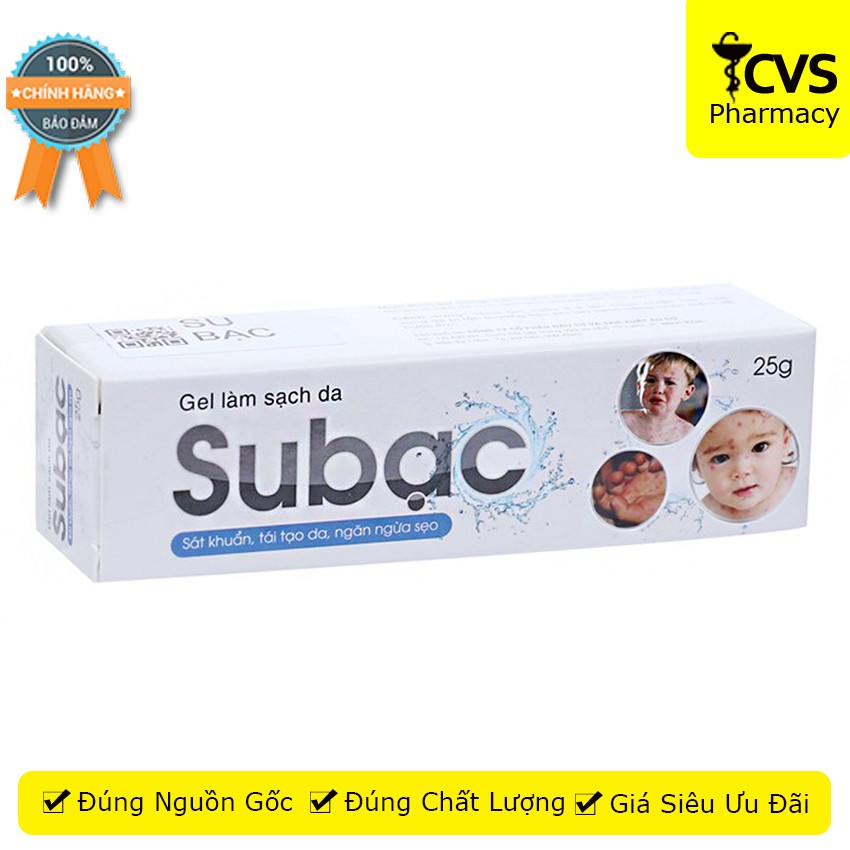 Gel Subạc - làm sạch, sát khuẩn, tái tạo da và ngăn ngừa sẹo Su Bạc 25g - cvspharmacy