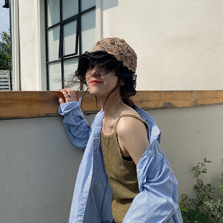 Nón Vành Rộng Phối Ren Phong Cách Nhật Bản Thời Trang Cho Nữ