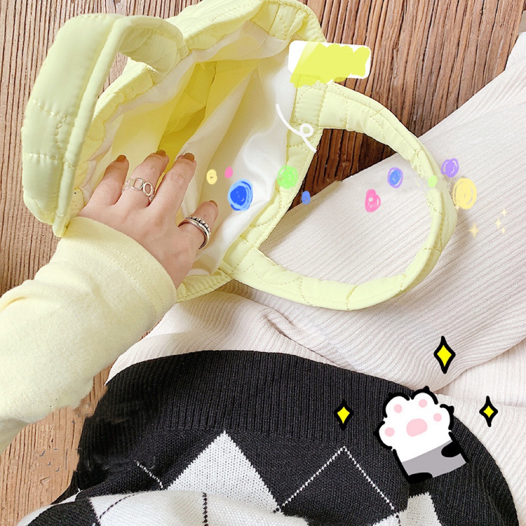 Túi Vải Đựng Hộp Cơm Trưa Xách Tay Họa Tiết Hoa Nhỏ Dễ Thương