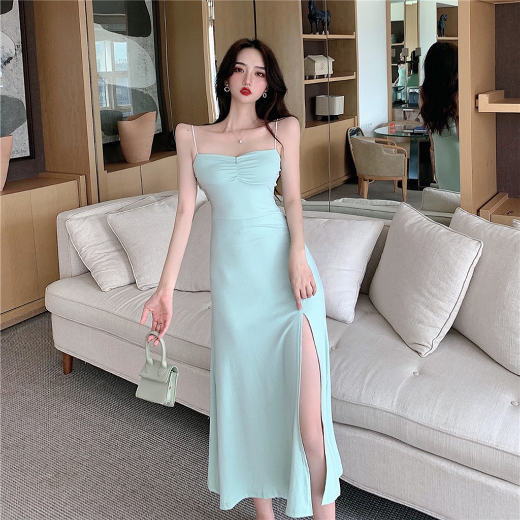 (SẴN ĐEN S,M) Váy Hai Dây Body Dáng Dài Xẻ Đùi Sexy | BigBuy360 - bigbuy360.vn