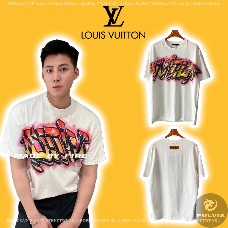 - Áo Tee Luon Vuitton GRAFFITI T-SHIRT Spring Summer SS22 Cao Cấp Full Tag Túi, Áo Thun LV ss22