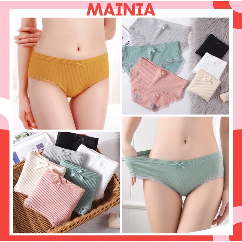 Quần Lót Nữ Cotton Sợi Tăm Tre Phối Ren Kiểu Nhật Bản Thoáng Mát Quyến Rũ Dễ Thương Cao Cấp Loại 1 Rẻ Đẹp Mainia Shop