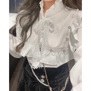 Sơmi cổ nơ ren