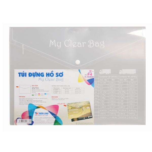 Bìa Nút A4/F4 My Clear  TL Flexoffice loại dẻo