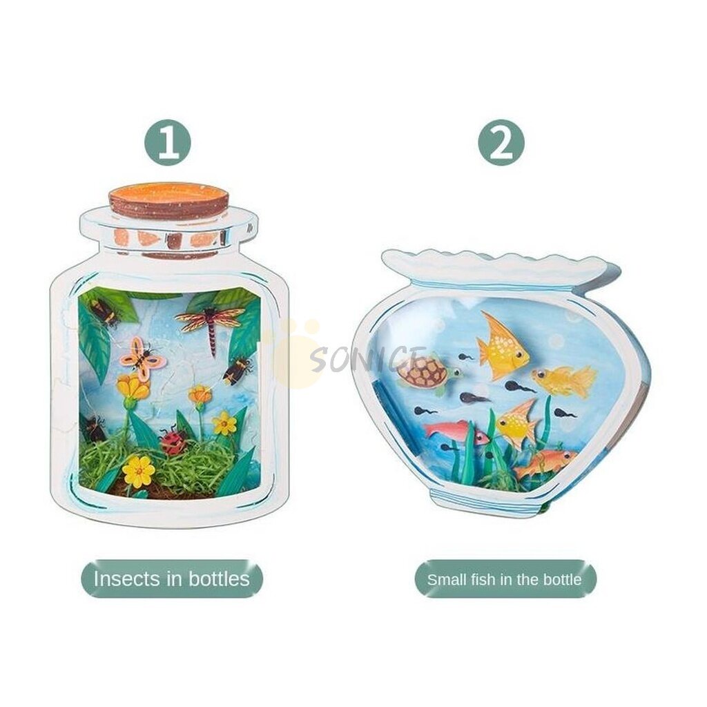 Bộ Đồ Chơi Tô Màu Hình Bình Nước DIY Kèm Đèn Dành Cho Trẻ Em