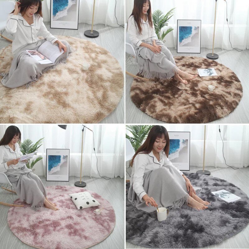 Thảm Lông Trải Sàn Hình Tròn Phong Cách Hiện Đại Dành Cho Phòng Ngủ Trẻ Em