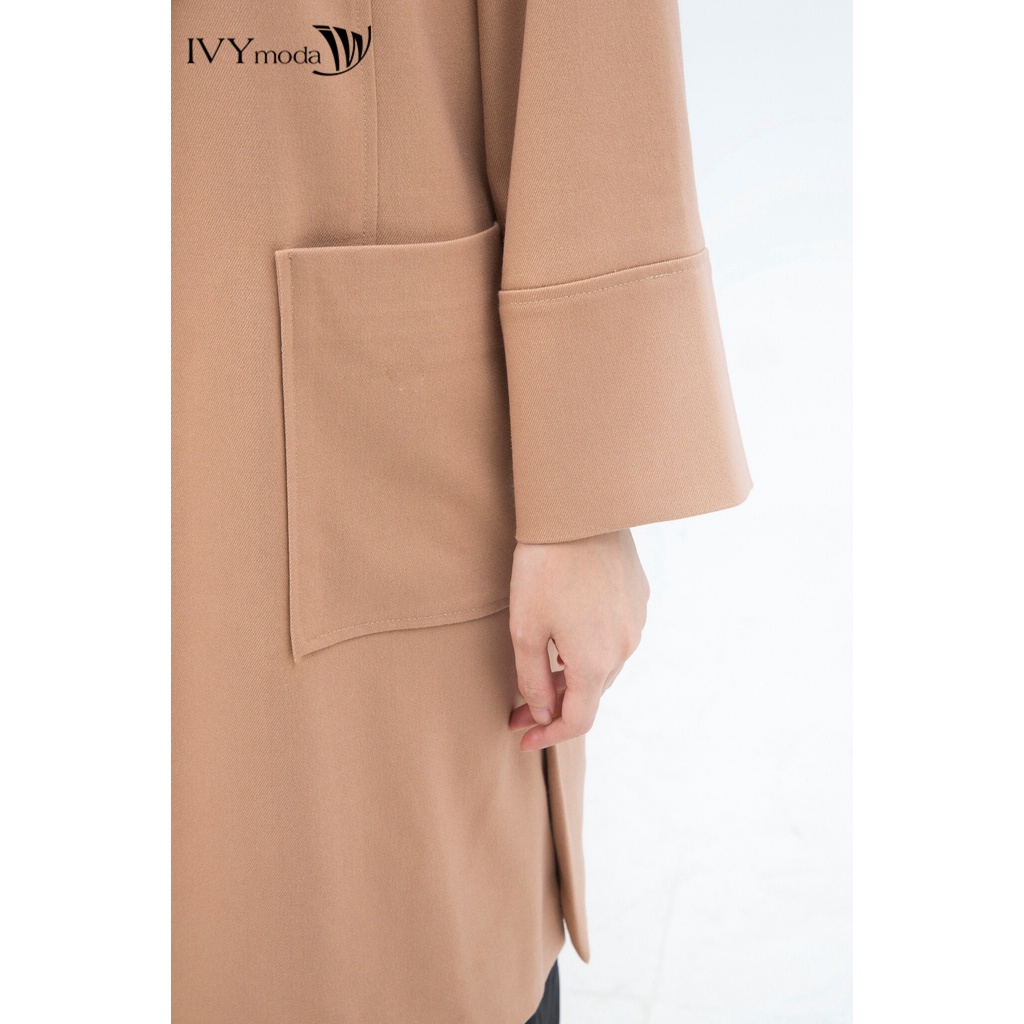 [NHẬP WABRTL5 GIẢM 10% TỐI ĐA 50K ĐH 250K ]Áo khoác nữ dáng dài cổ 2 ve IVY moda MS 71M4902