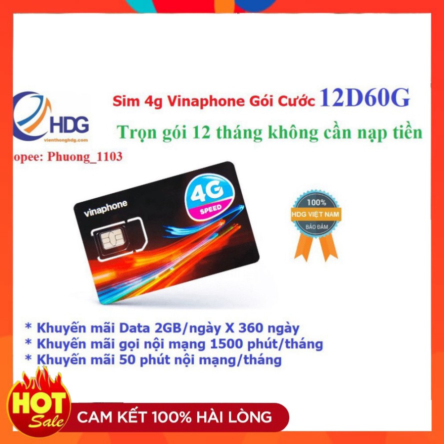 GIẢM SÂU MIỄN PHÍ 1 NĂM – Sim 4g vinaphone gói cước Đỉnh 60 (60gb/tháng nghe gọi miễn phí) Có Video kèm test tốc độ GIẢM