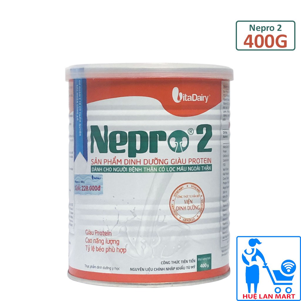 [CHÍNH HÃNG] Sữa Bột Vitadairy Nepro 2 - Hộp 400g (Giàu Protein; Dành cho người bệnh thận có lọc máu ngoài thận)