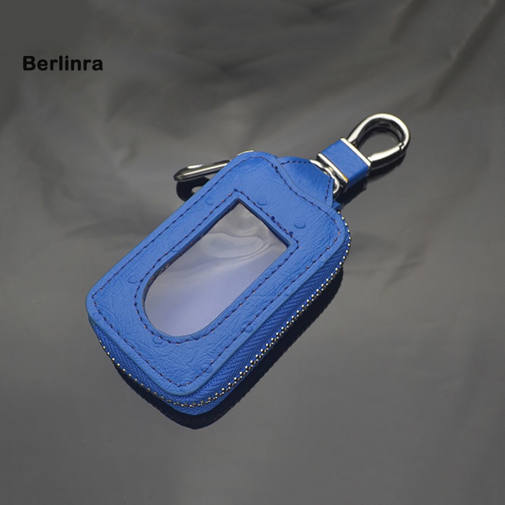 ☂Túi Da Bò Thật Trong Suốt Hình Vuông Đựng Chìa Khóa Xe Hơi Có Khóa Kéo Tiện Dụng