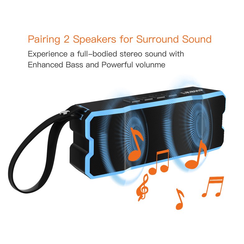 LESHP Outdoor Waterproof IP7 Automatic Sleep 3D Stereo Speaker