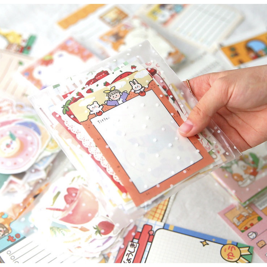 Túi 50 giấy ghi chú mix ngẫu nhiên chủ đề dễ thương l Trắng Mập Stationery