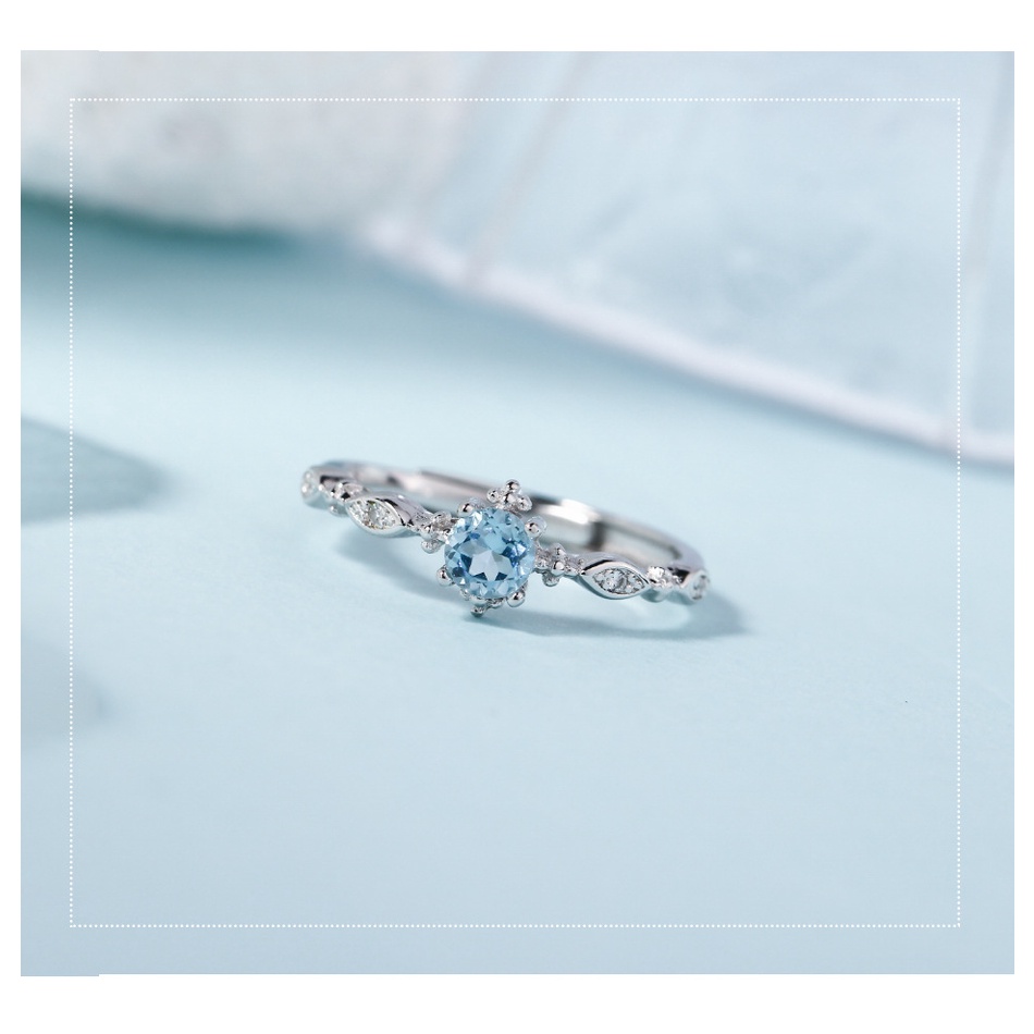 Nhẫn Bạc 925 Đính Đá Sapphire Thời Trang Cho Nữ