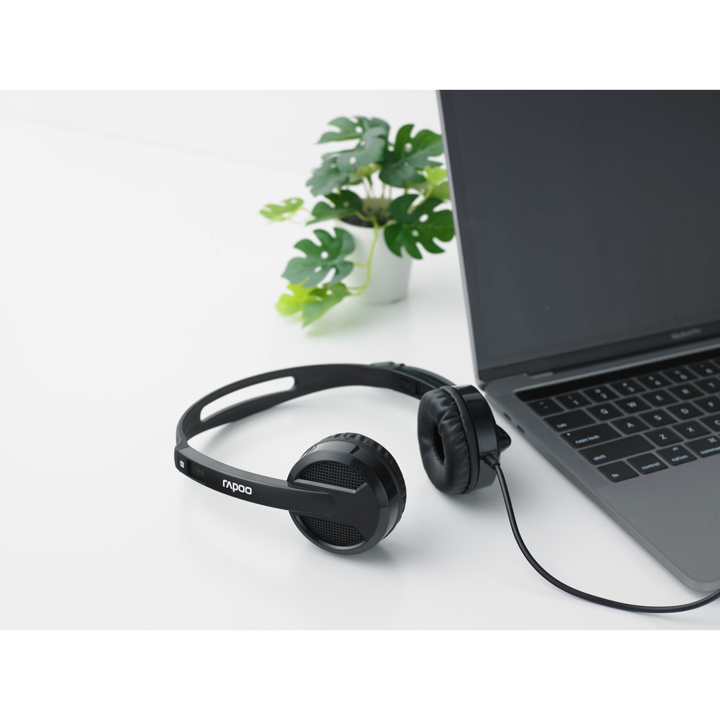 Tai nghe chụp tai có dây RAPOO H100, jack cắm 3.5mm có mic BH 12 Tháng