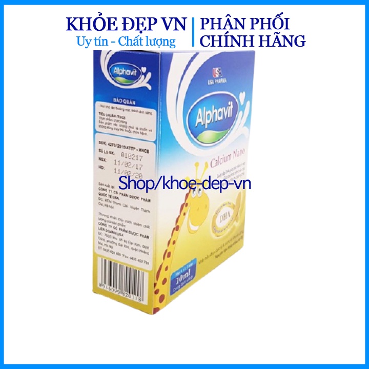 Alphavit canxi Calcium Nano (ăn ngon, tằn cường hấp thu dưỡng chất,trẻ còi xương, biếng ăn)