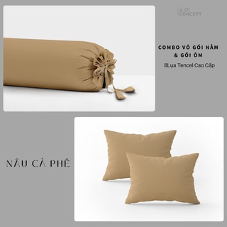 [TẶNG 1 VỎ ÔM] Combo 2 Vỏ Gối Nằm Trơn  Lụa Tencel (C) - À Ơi Concept
