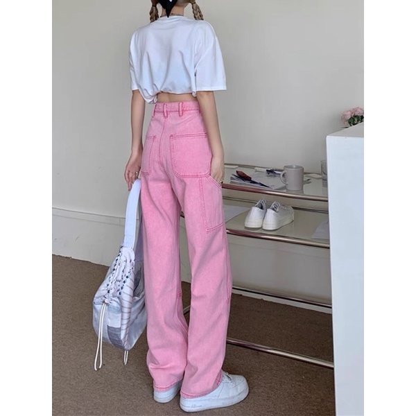 ORDER_ Quần Jeans Hồng Suông Năng Động Q69