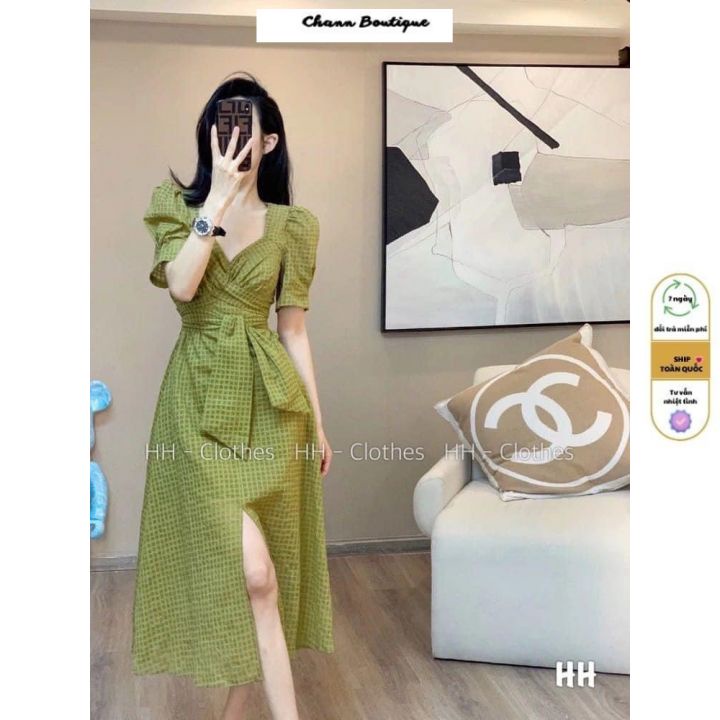 ĐẦM NỮ CARO HAI LỚP HAI MÀU