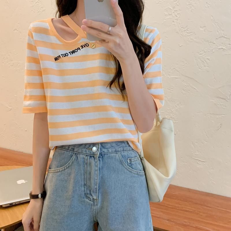 Áo Thun NgắN Tay Kẻ SọC Đơn GiảN Cho Nữ JL-TX-268