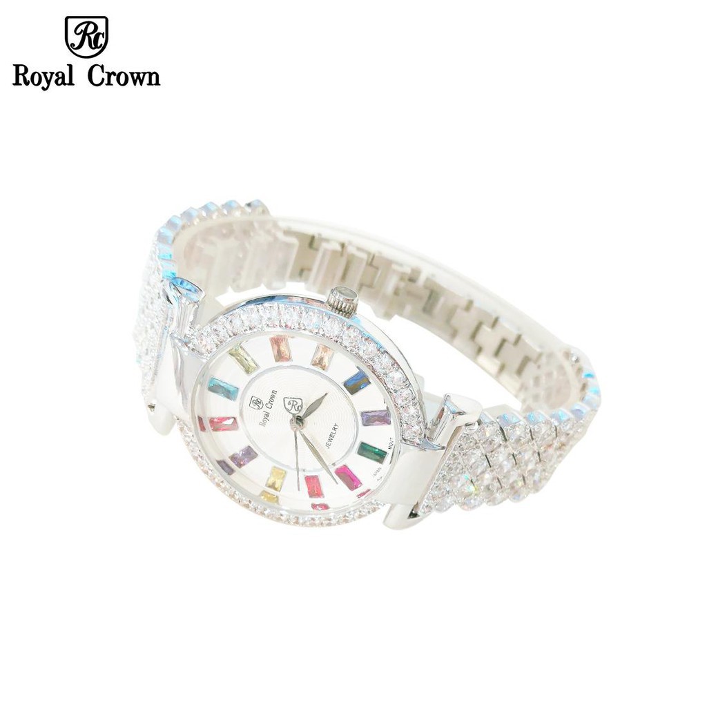 [ROYAL CROWN CHÍNH HÃNG] Đồng hồ nữ chính hãng Royal Crown 4604 dây đá vỏ trắng