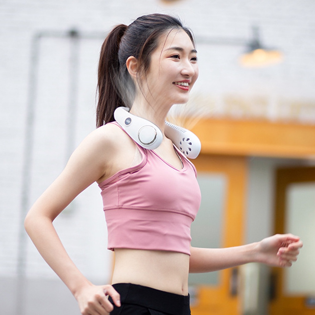 Quạt Thể Thao Đeo Cổ Không Cánh Sạc Usb Tiện Dụng