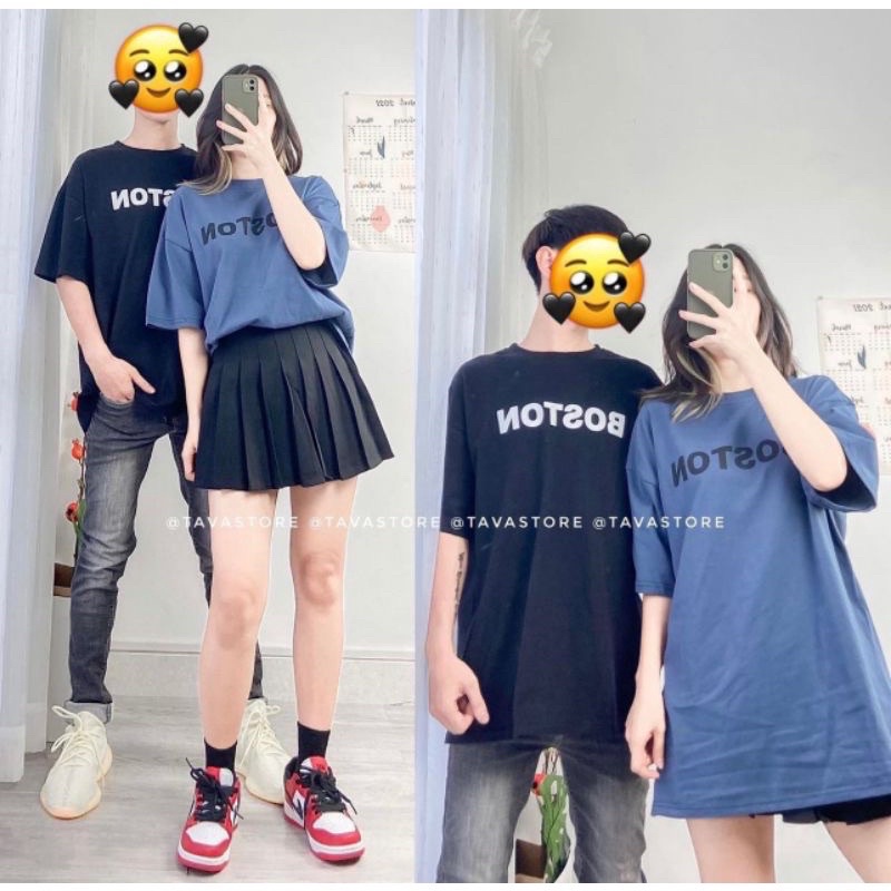 [Rẻ vô địch] Áo thun cotton tay lỡ dáng rộng unisex BOSTON freesize 38-65kg