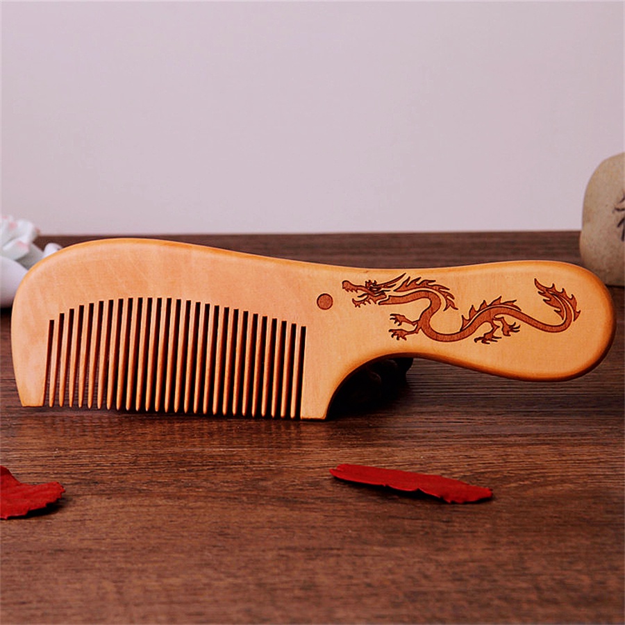Lược Chải Tóc Bằng Gỗ Đào Tự Nhiên Chống Tĩnh Điện