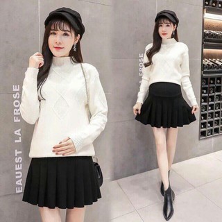 CHÂN VÁY BẦU CHẤT DẠ ĐẸP XẾP LY