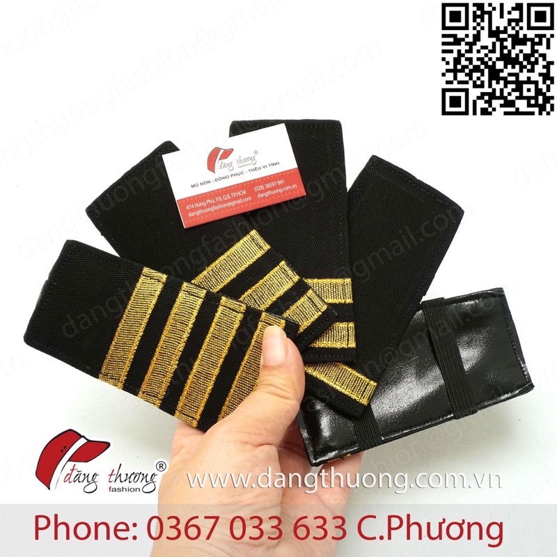 Cầu vai phi công tiếp viên hàng không cơ trưởng máy bay gắn trên vai áo