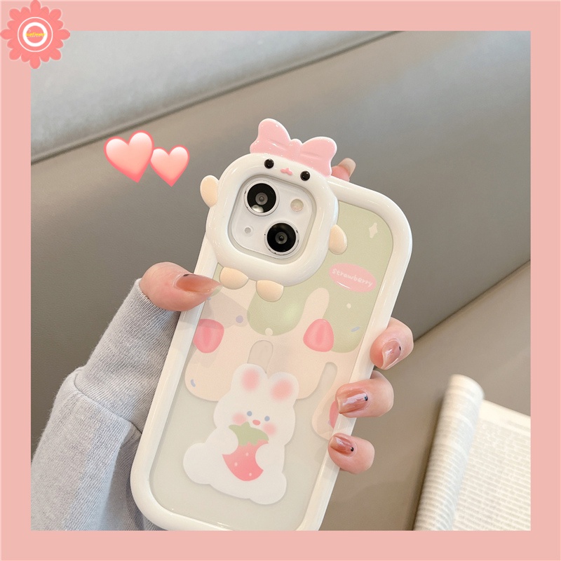 Ốp Điện Thoại Mềm Họa Tiết Gấu Thỏ Kem 3D Sáng Tạo Cho IPhone 6 6S 7 8 14 Plus 11 13 12 14 Pro MAX XR X XS MAX SE