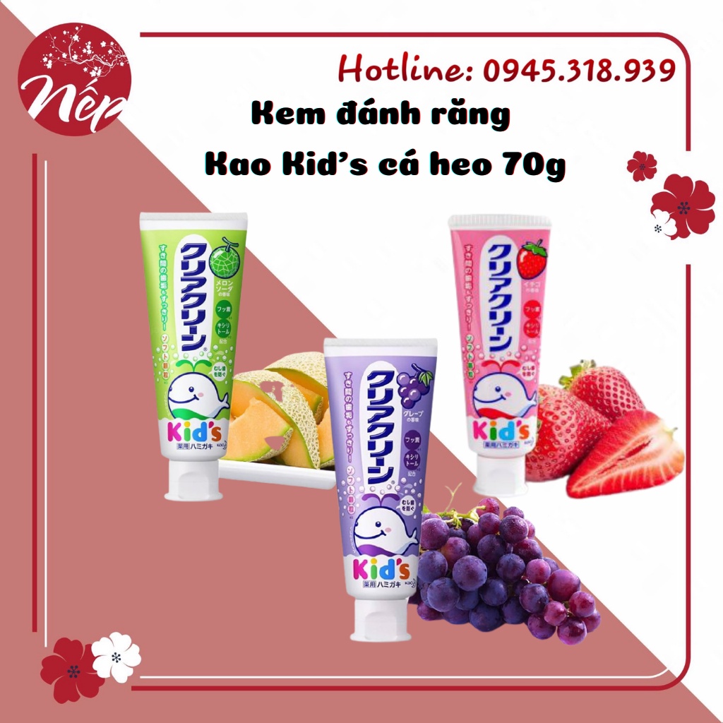 Kem đánh răng Kao Kid's cá heo 70g cho bé nội địa Nhật