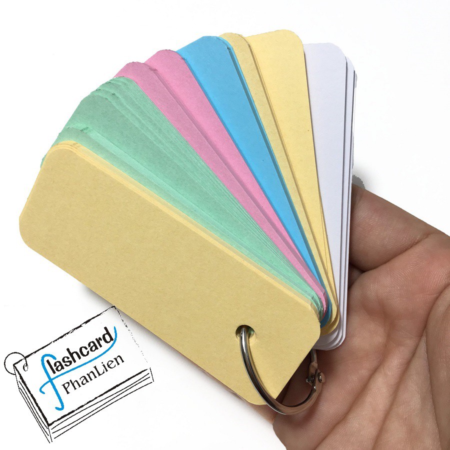 Lựa màu - Mua 5 tặng 1 - Flashcard trắng 5 màu bo góc 3x8cm