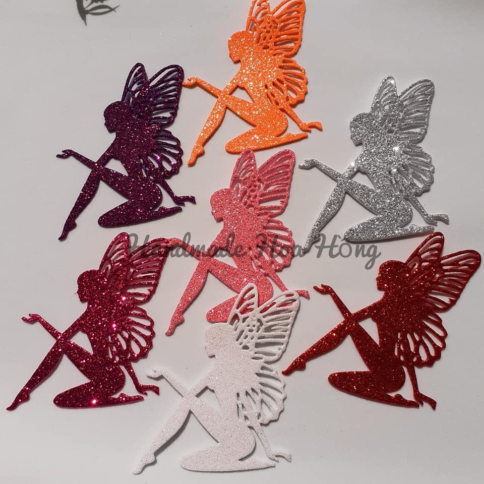 4 hình thiên thần bằng xốp kim tuyến/xốp nhũ, 9.6 x 7.5cm - trang trí thiệp 8.3 - giáng sinh, noel, thiệp 3D - bưu thiếp