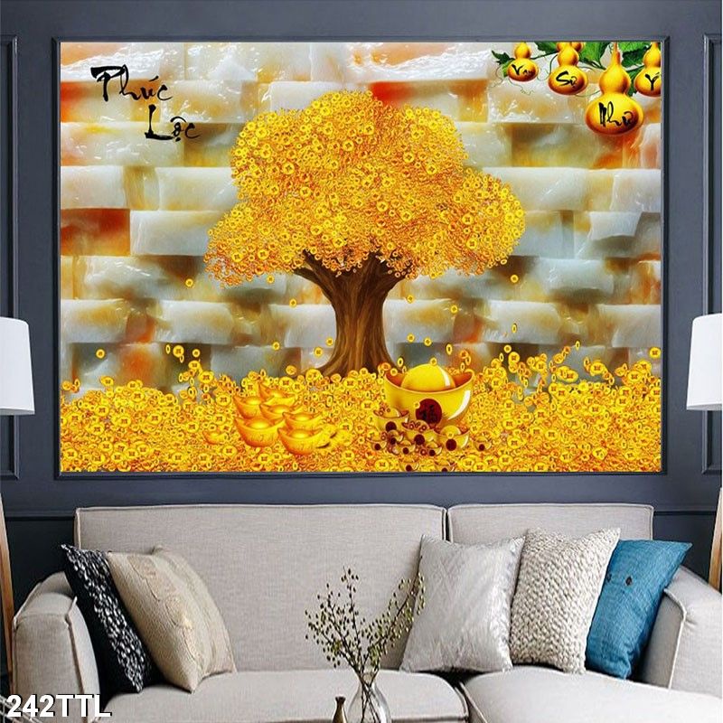 Tranh treo tường - Tranh Laminate tráng gương Cây Kim Tiền 03 - Bộ 1 tấm